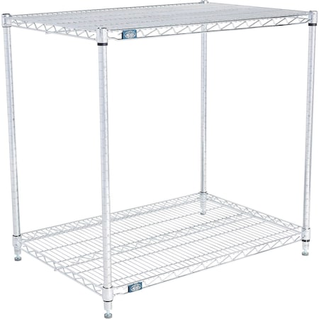 Nexel 2 Shelf, Chrome Wire Shelving Unit, Starter, 36inW x 21inD x 34inH B3124459